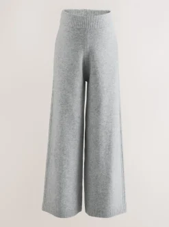 Gris - Pantalons de grossesse en maille à jambe large