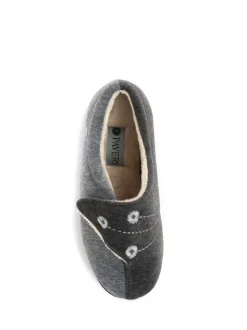 Gris - Pavers femme Chaussons entièrement à fermeture tactile avec semelle permassique