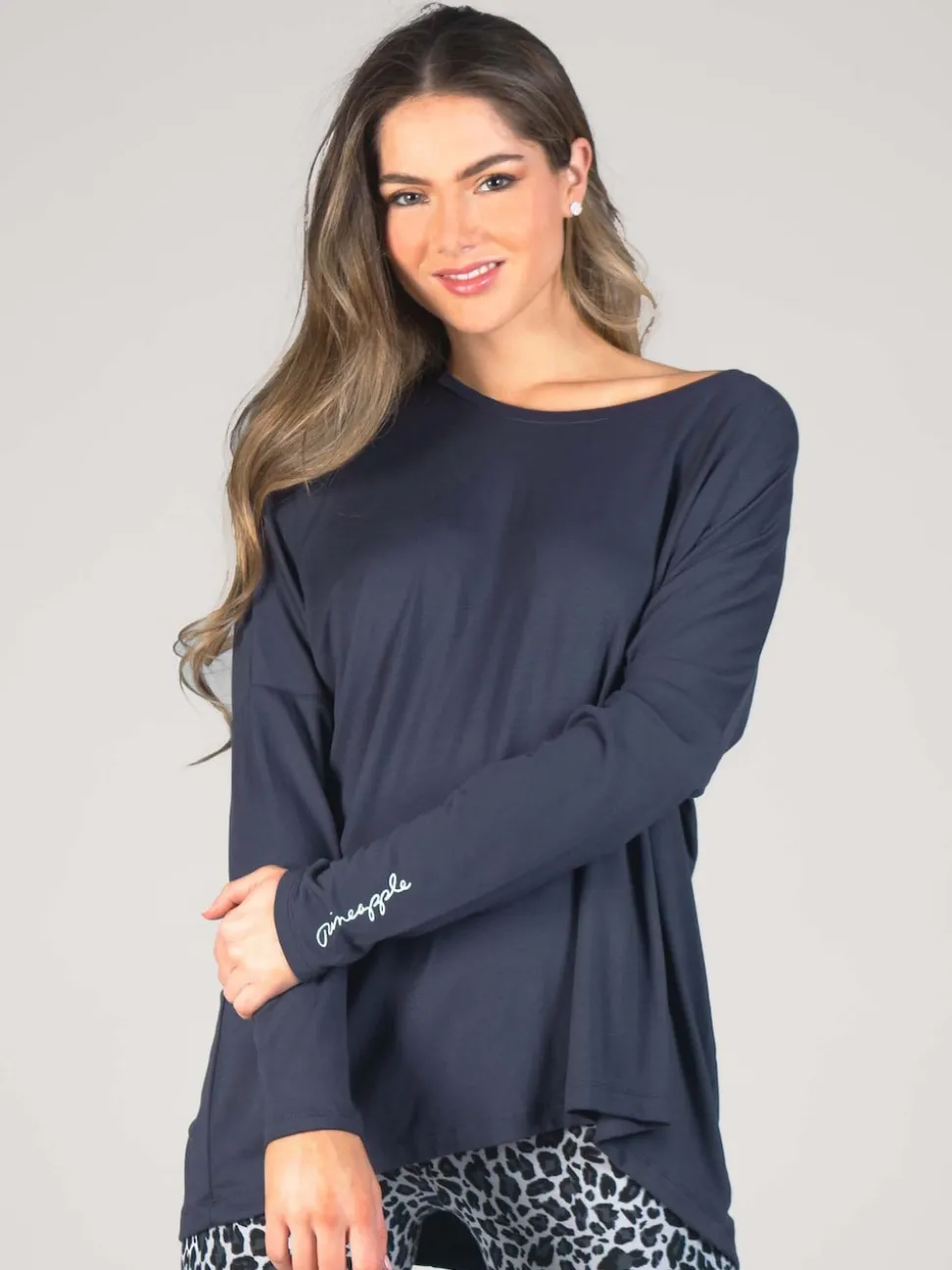 Gris - Pineapple Womens Script Manches longues Top