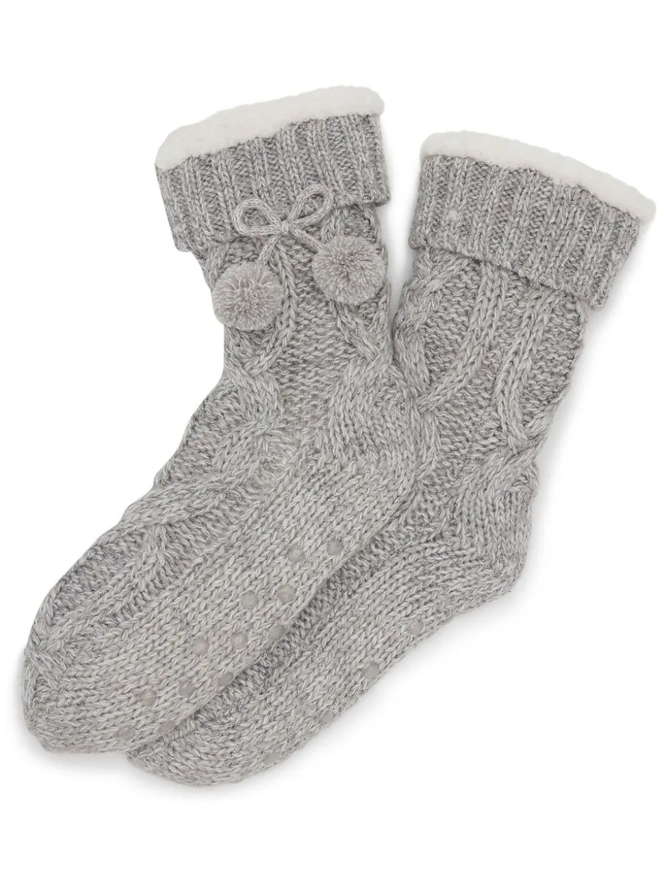 Gris - Pour Moi chaussettes douillettes en maille torsadée