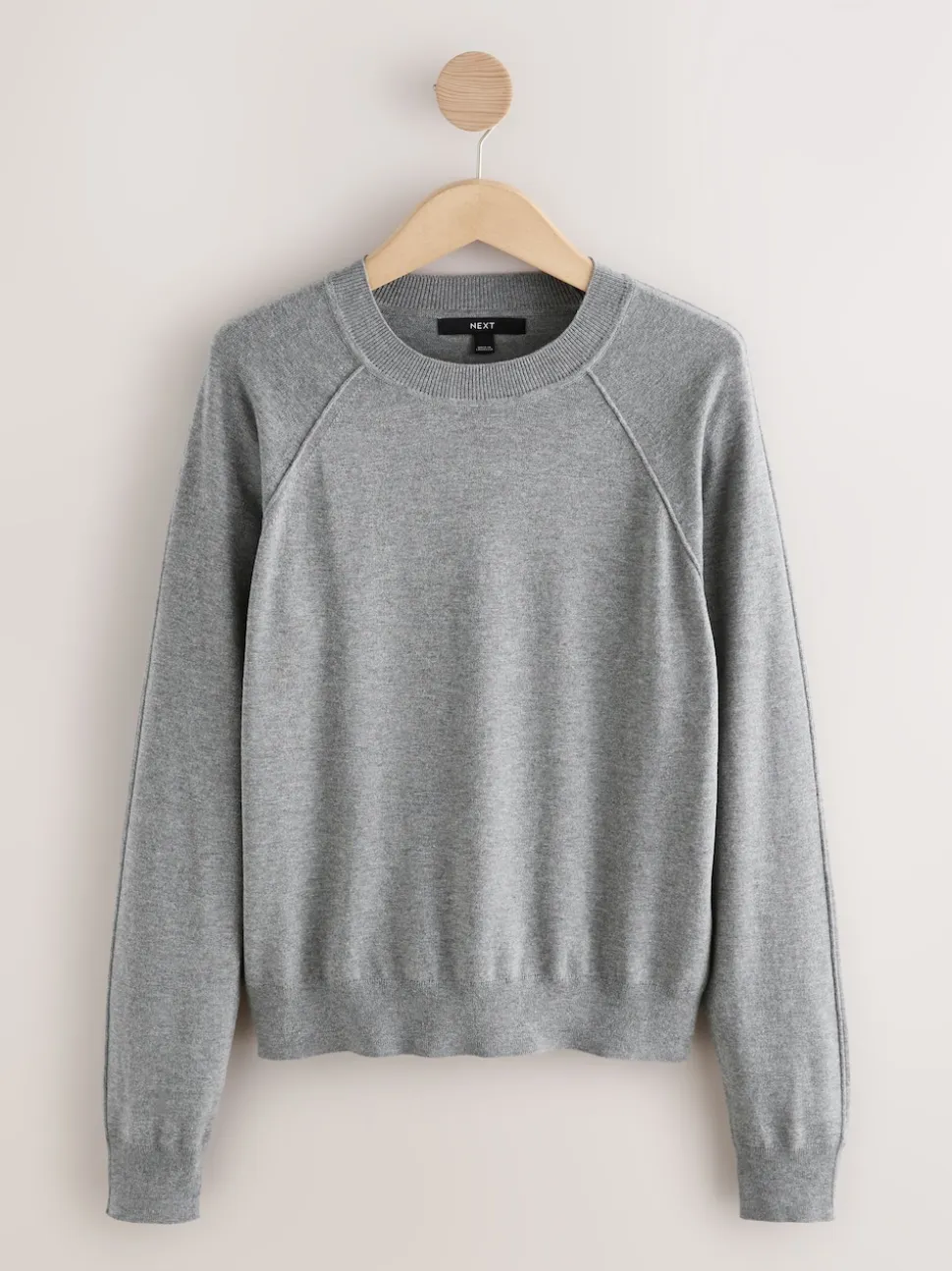 Gris - Pull col rond riche en coton au toucher doux
