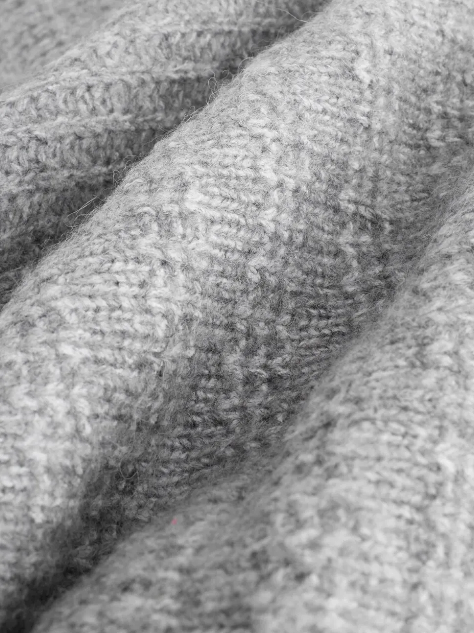 Gris - Pull long côtelé à col en V en laine