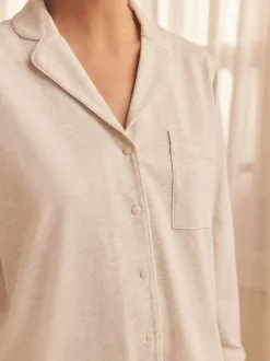 Gris - Pyjama en jersey boutonné