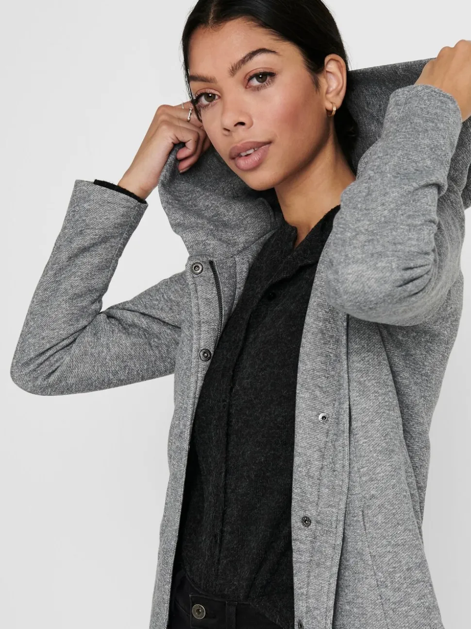 Gris - SEULEMENT Manteau intelligent à capuche
