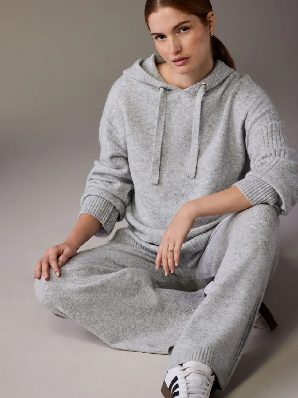 Gris - Sweat à capuche en maille de grossesse