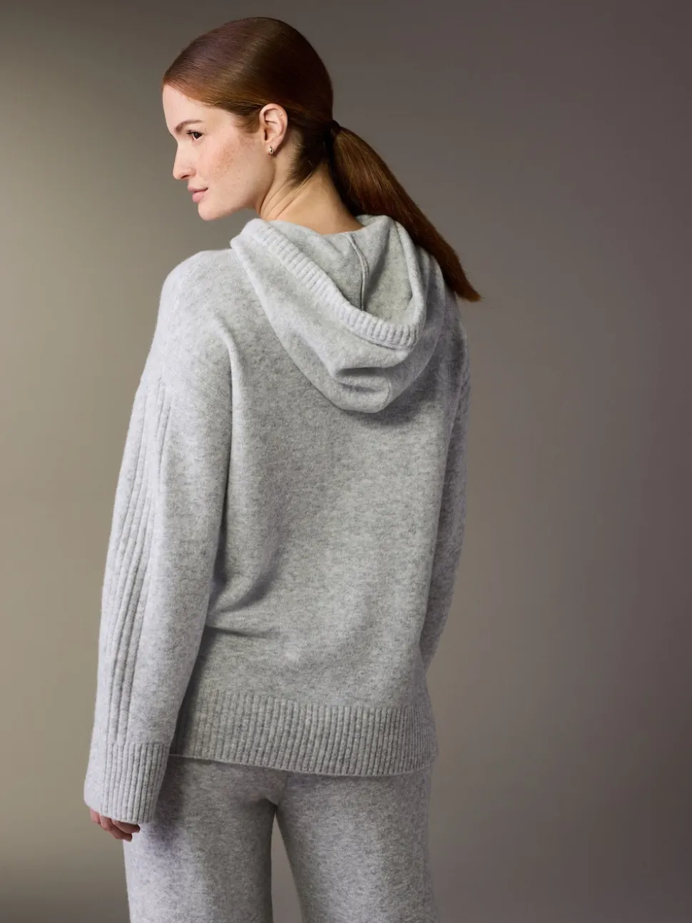 Gris - Sweat à capuche en maille de grossesse