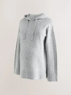 Gris - Sweat à capuche en maille de grossesse