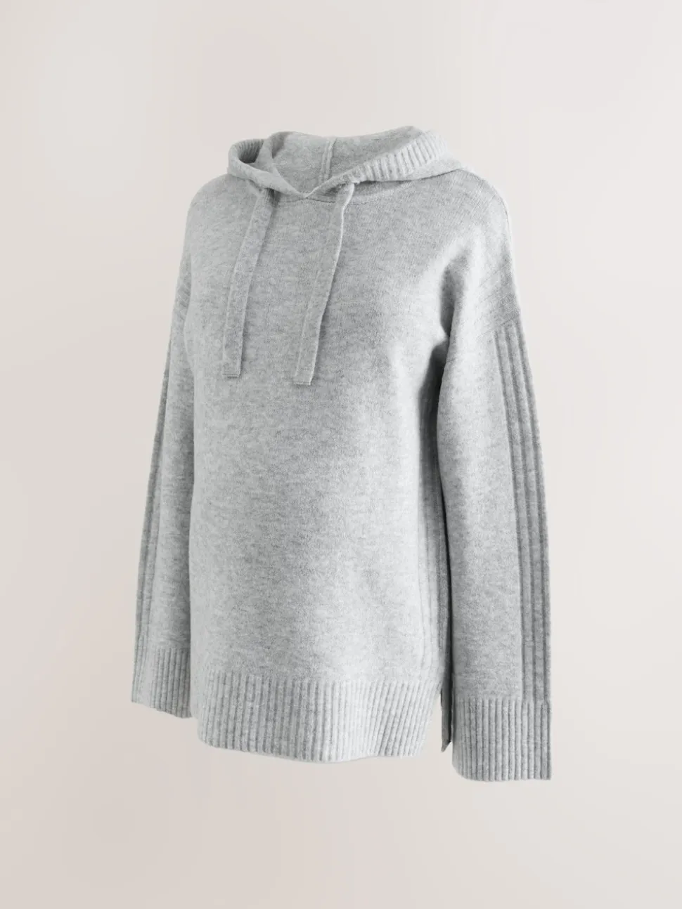 Gris - Sweat à capuche en maille de grossesse