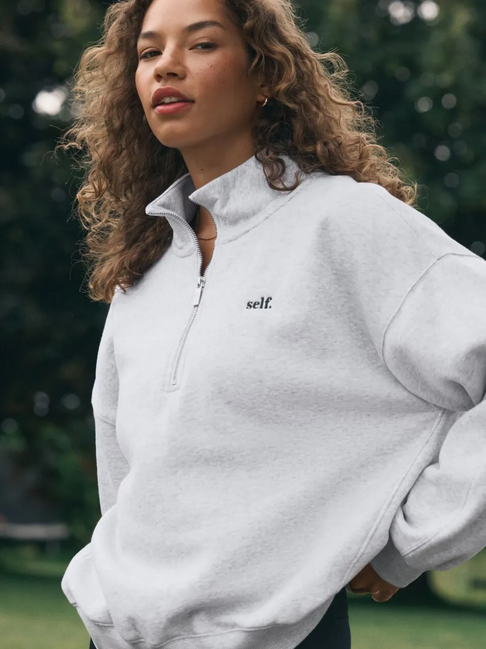 Gris - Sweat à col zippé