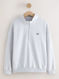 Gris - Sweat à col zippé