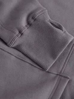 Gris - Sweat-shirt à capuche long actif à coutures apparentes ultra-doux avec poches