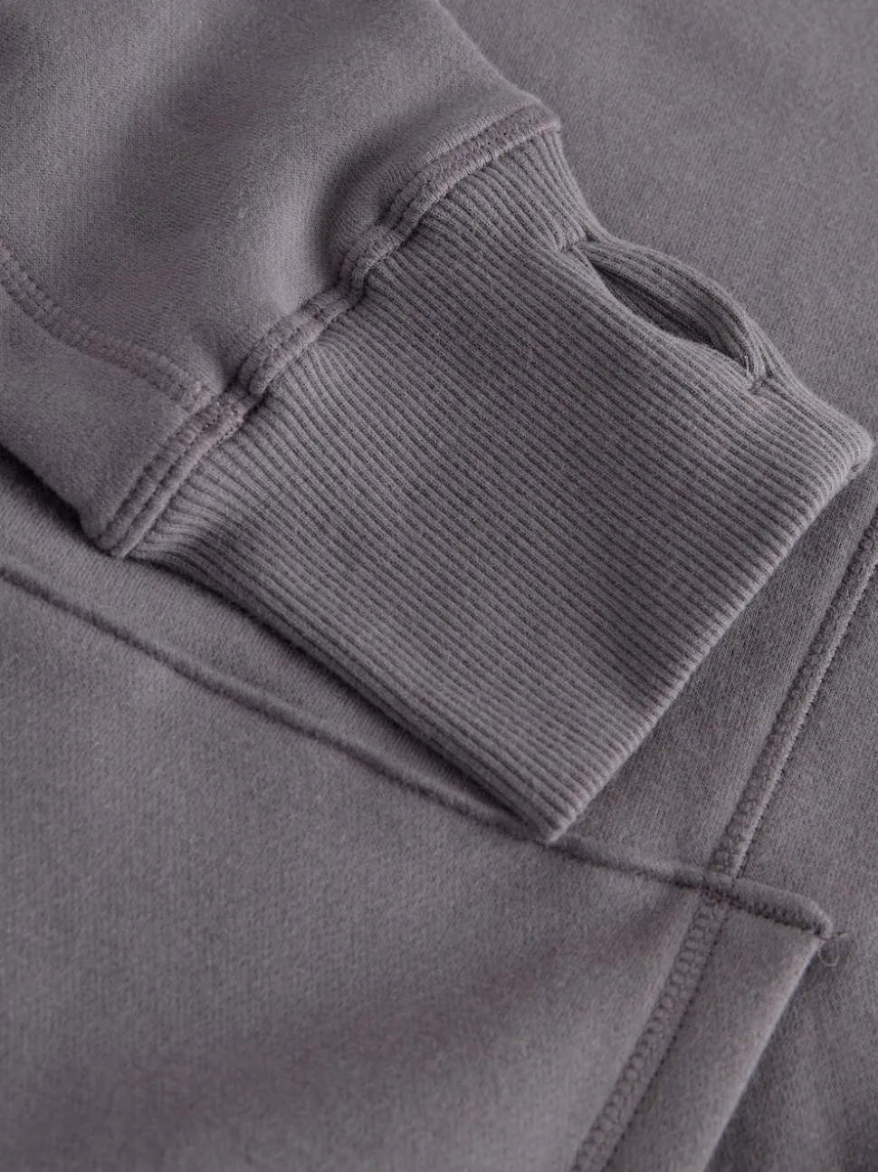 Gris - Sweat-shirt à capuche long actif à coutures apparentes ultra-doux avec poches