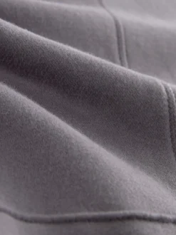 Gris - Sweat-shirt à capuche long actif à coutures apparentes ultra-doux avec poches
