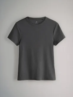 Gris - The Set lot de 5 t-shirts côtelés à manches courtes