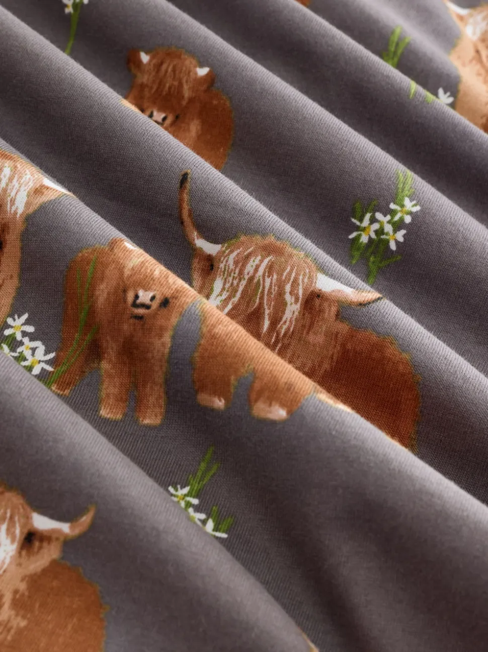 Gris anthracite Hamish the Highland Cow - Pyjamas ensemble shorts en 100 % coton