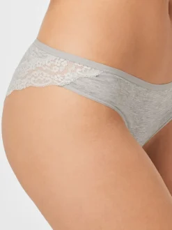 Gris chiné/rose/prune - Lot de 4 culottes en coton et dentelle
