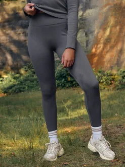 Gris d'ardoise - Côtelé sans couture Taille haute Leggings