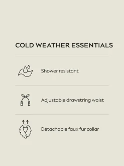 Gris de charbon de bois - Parka haut de gamme avec col en fausse fourrure
