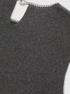 Gris de charbon de bois - Débardeur Reiss Nina en maille de laine Mélange à bordure en collier