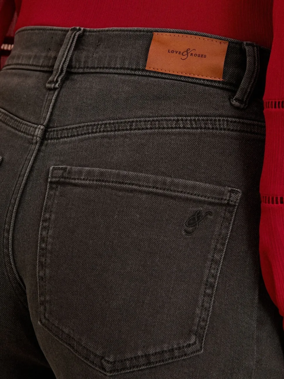 Gris de charbon de bois - Love & Roses Coupe ballon Jeans