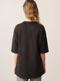 Gris de charbon de bois - T-shirt long épais décontracté