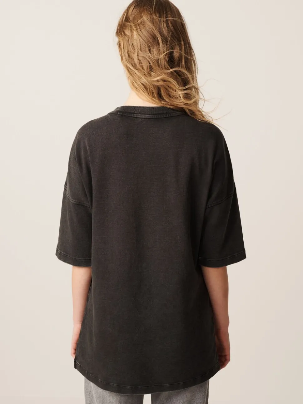 Gris de charbon de bois - T-shirt long épais décontracté