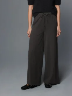 Gris de charbon de bois - Joggings à jambe large en jersey