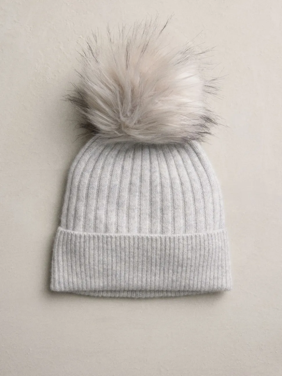 Gris pâle - Bonnet à pompon N. Premium 100% cachemire