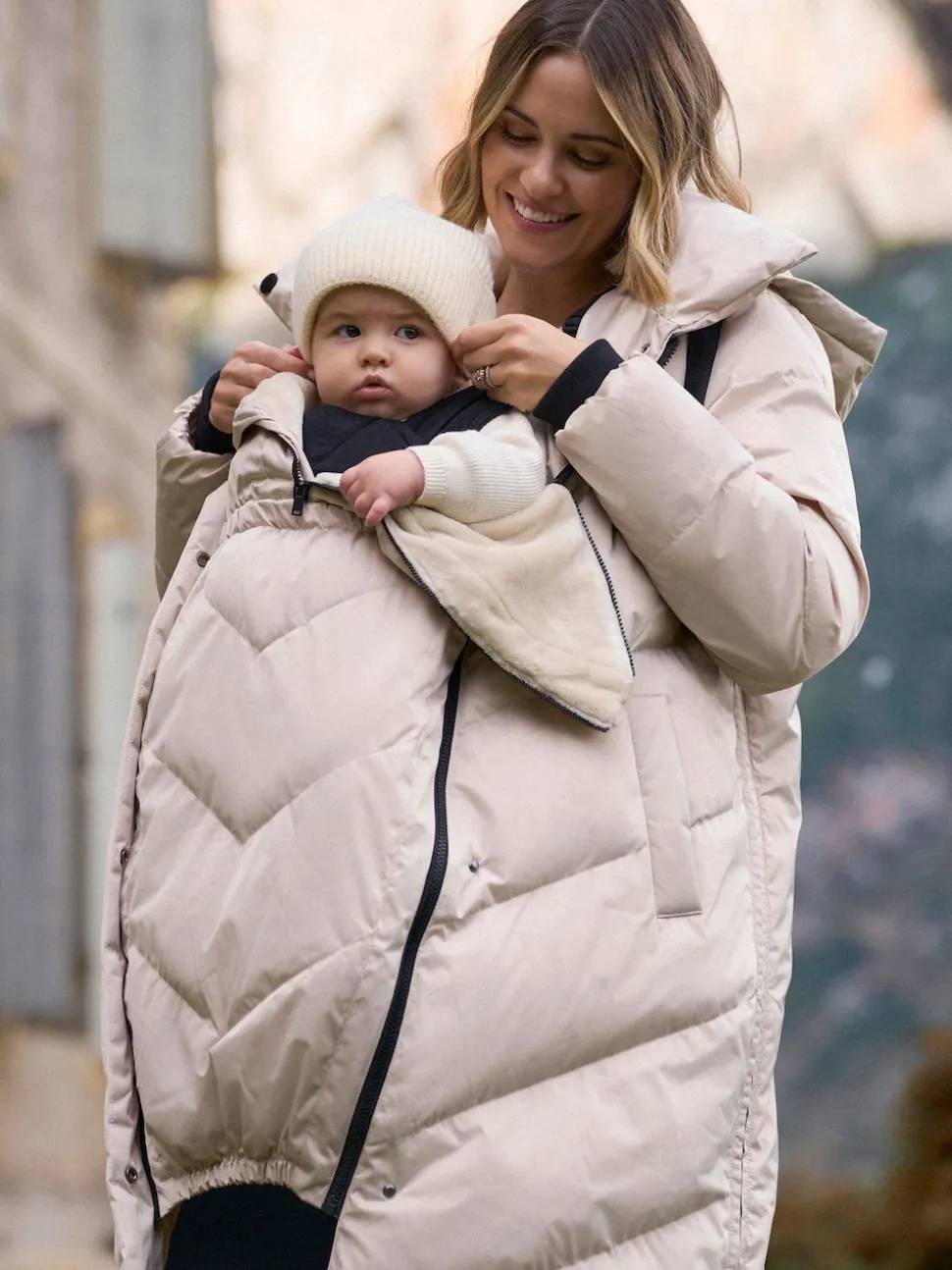 Gris taupe - Seraphine Long 3-en-1 Doudoune de Grossesse et de portage