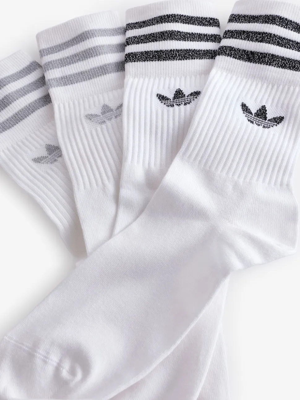 Gris/Blanc - adidas originals Chaussettes mi-hautes à paillettes 2 Pack