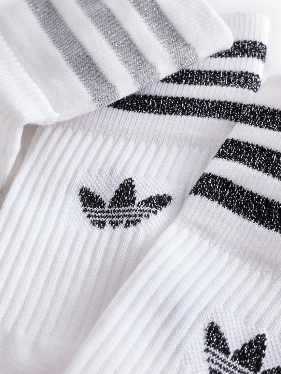 Gris/Blanc - adidas originals Chaussettes mi-hautes à paillettes 2 Pack