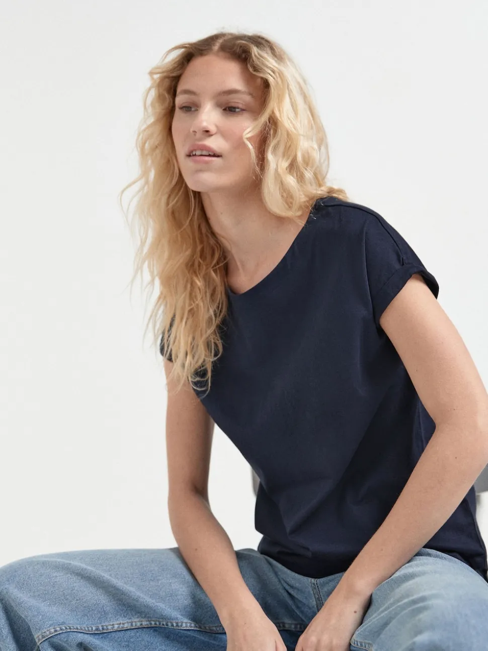 Gris/Blanc/Noir/Bleu marine/Vert kaki - Lot de 5 T-shirts à mancherons