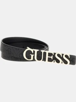 Guess ceinture noire à logo métallique