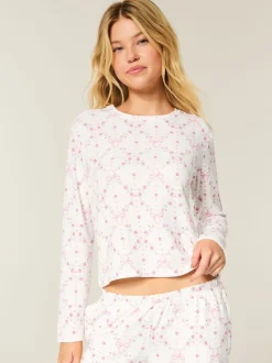 Haut de pyjama Hollister Cosy blanc à manches longues