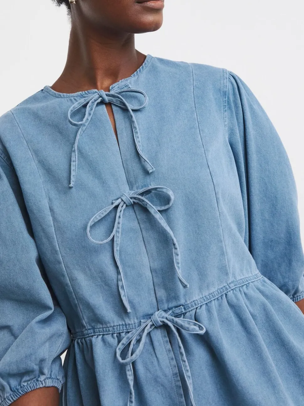 Haut JD Williams en Denim à Manche bouffante et péplum