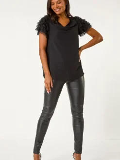 Haut Roman Col bénitier Sequin sequins et épaules