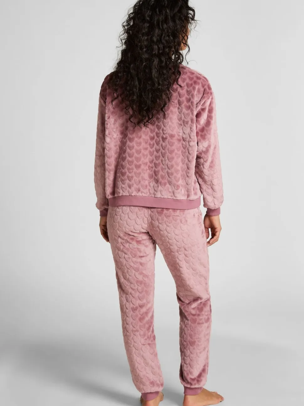 Hunkemoller pyjama violet en polaire cœur