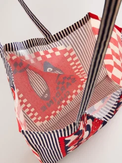 Imprimé - Sac shopping 100% coton imprimé sardine