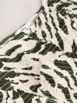 Imprimé animal - Haut froncé à manches longues et col oblique