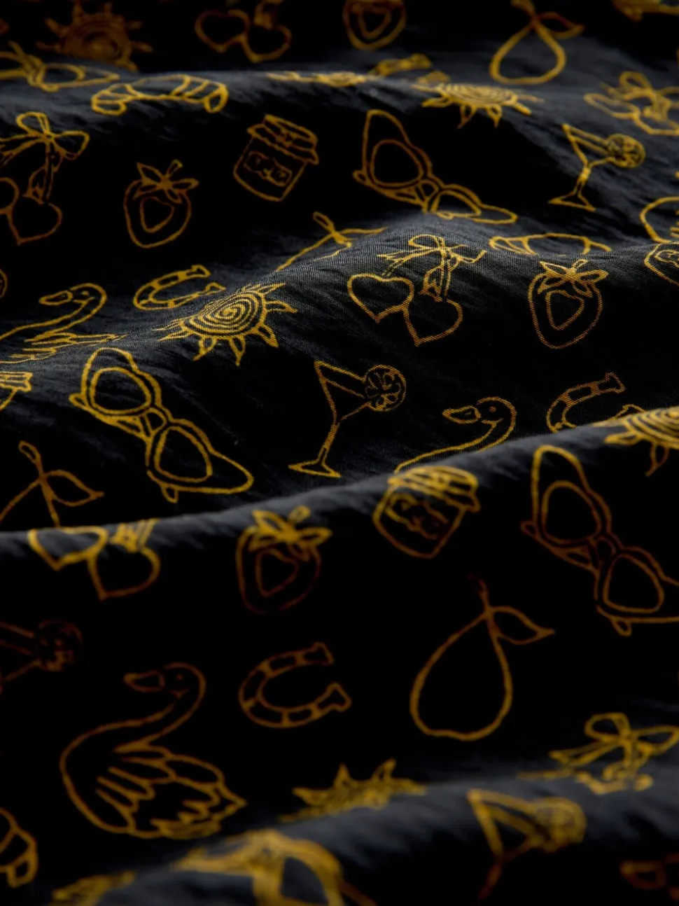 Imprimé croissant noir - Mini robe à manches longues avec coutures