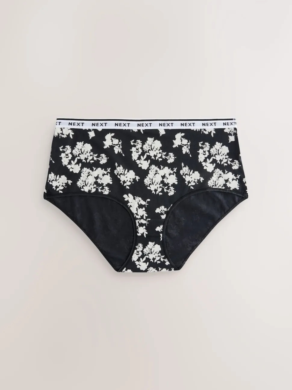 Imprimé floral noir / blanc - Lot de 4 culottes à logo en coton