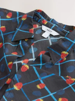 Imprimé fruit à carreaux - Chemise à col en V en Blend Lyocell