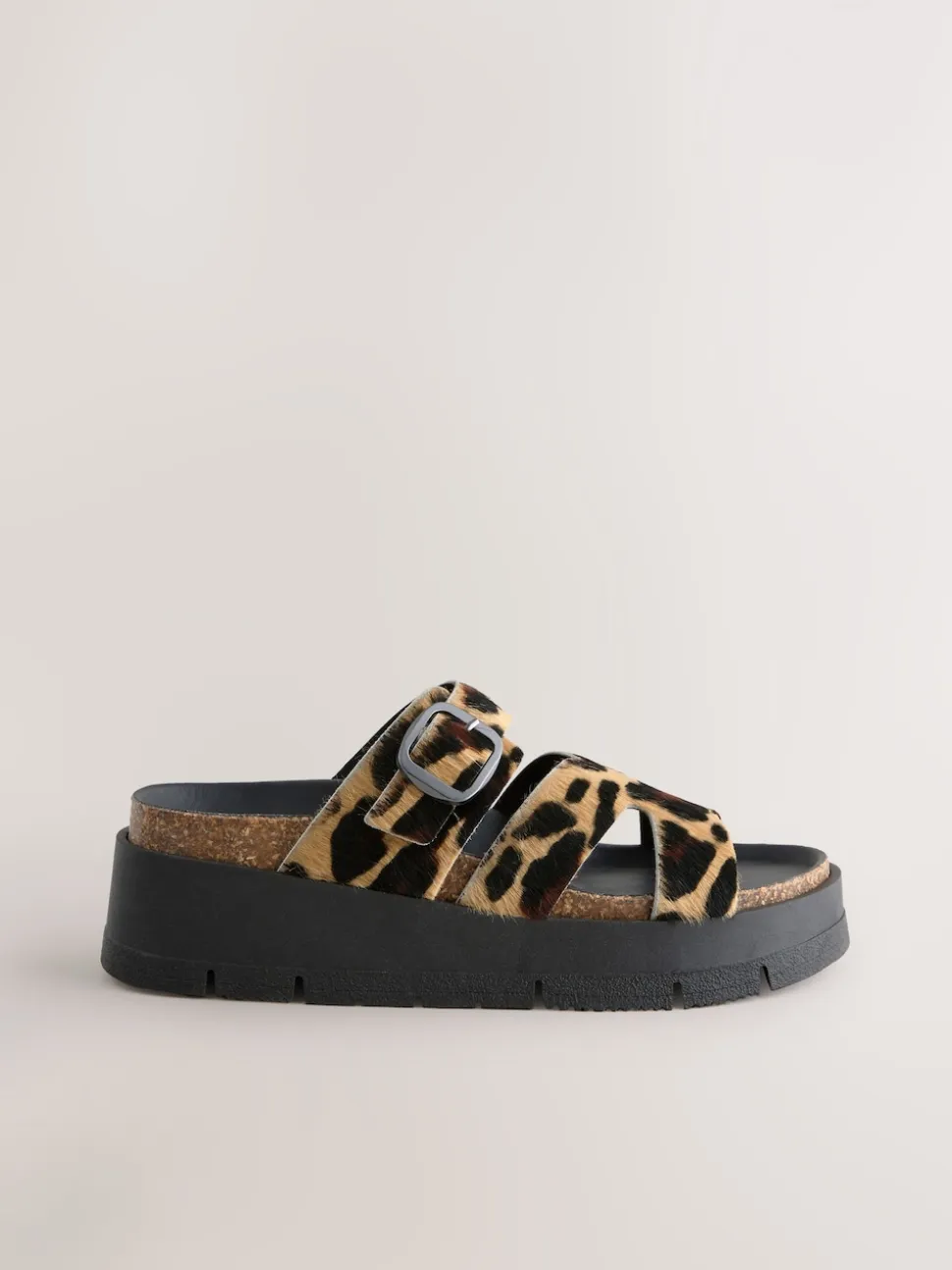 Imprimé Léopard - Sandales à bride en cuir avec boucle