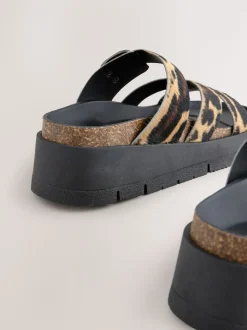 Imprimé Léopard - Sandales à bride en cuir avec boucle