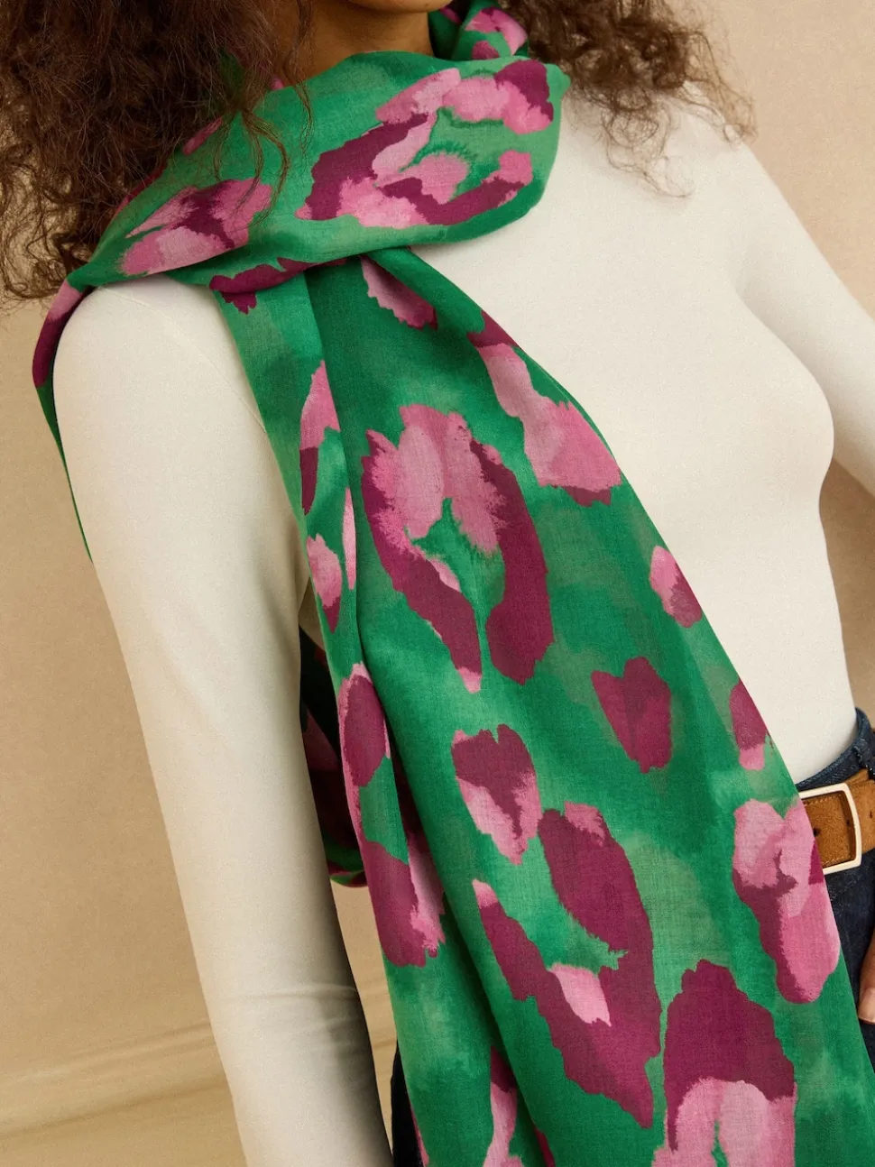 Imprimé Léopard Vert - Écharpe Love & Roses légère