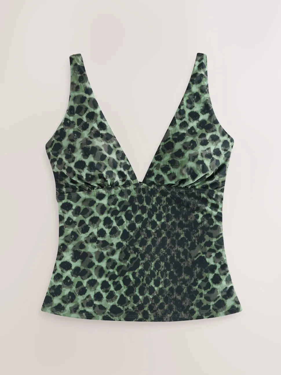 Imprimé léopard vert/noir - Top de Tankini Plongeant avec Contrôle du Tummy