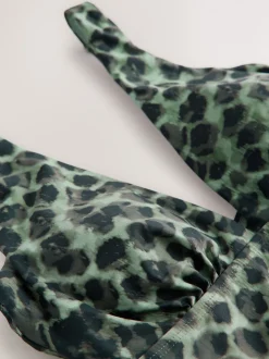 Imprimé léopard vert/noir - Top de Tankini Plongeant avec Contrôle du Tummy