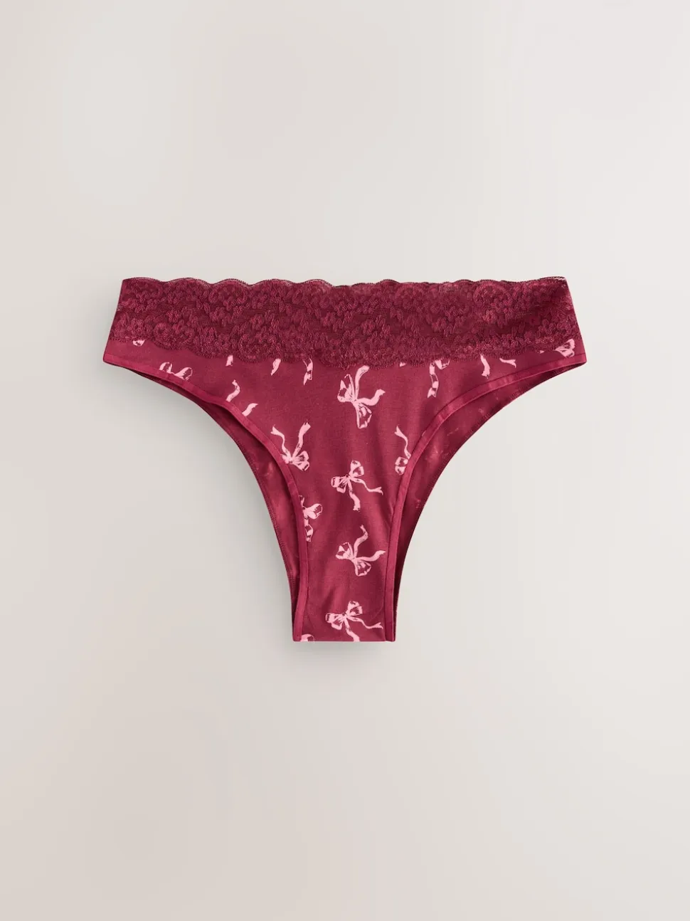 Imprimé nœud baies - Lot de 4 culottes en coton et dentelle