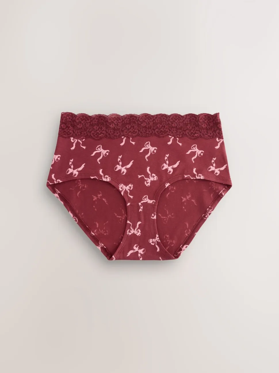 Imprimé nœud baies - Lot de 4 culottes en coton et dentelle