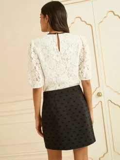 Imprimé nœud floqué noir - Love & Roses Jupes
